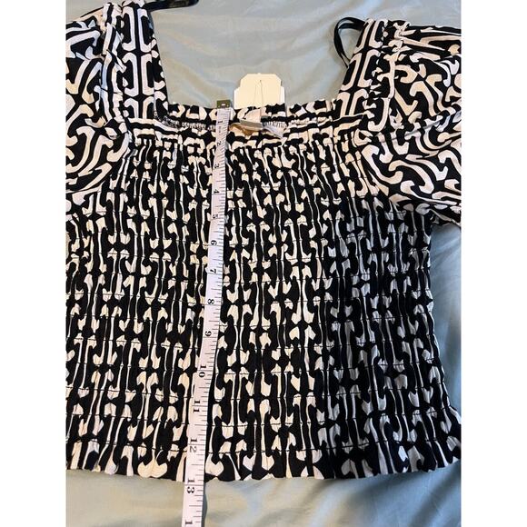 Monteau Linen Blend Crop Top Black & White Women's Medium BNWT! - Picture 9 of 9